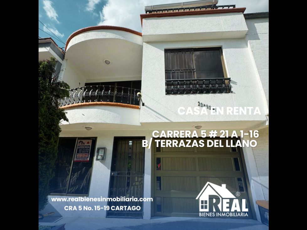 Casa en arriendo Valle Del Cauca Cartago Cn Terrazas Del Llano 110 m2 Habitaciones 4 Baños 4 Garajes 1 Precio $1800000