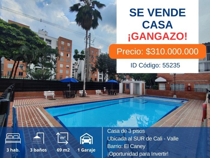 Casa en venta Valle Del Cauca Cali Caney 69 m2 Habitaciones 3 Baños 3 Garajes 1 Precio $310000000