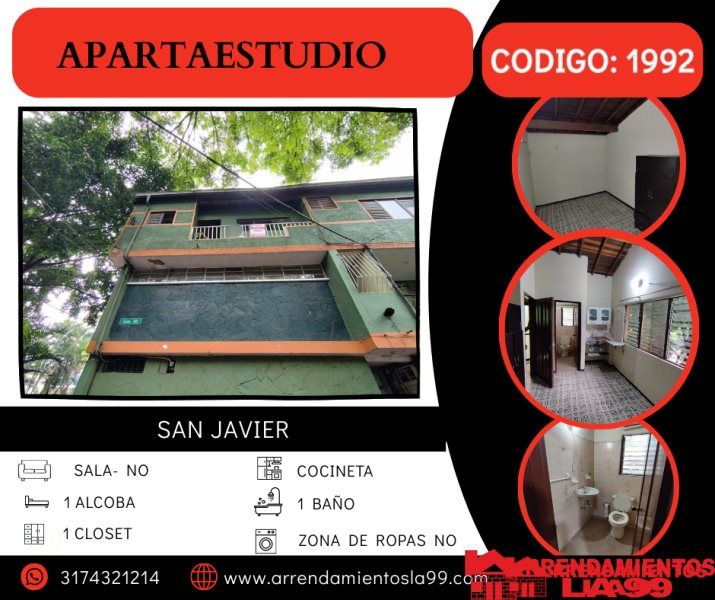 Apartaestudio en arriendo Antioquia Medellín San Javier No2 22 m2 Habitaciones 1 Baños 1 Garajes 0 Precio $800000