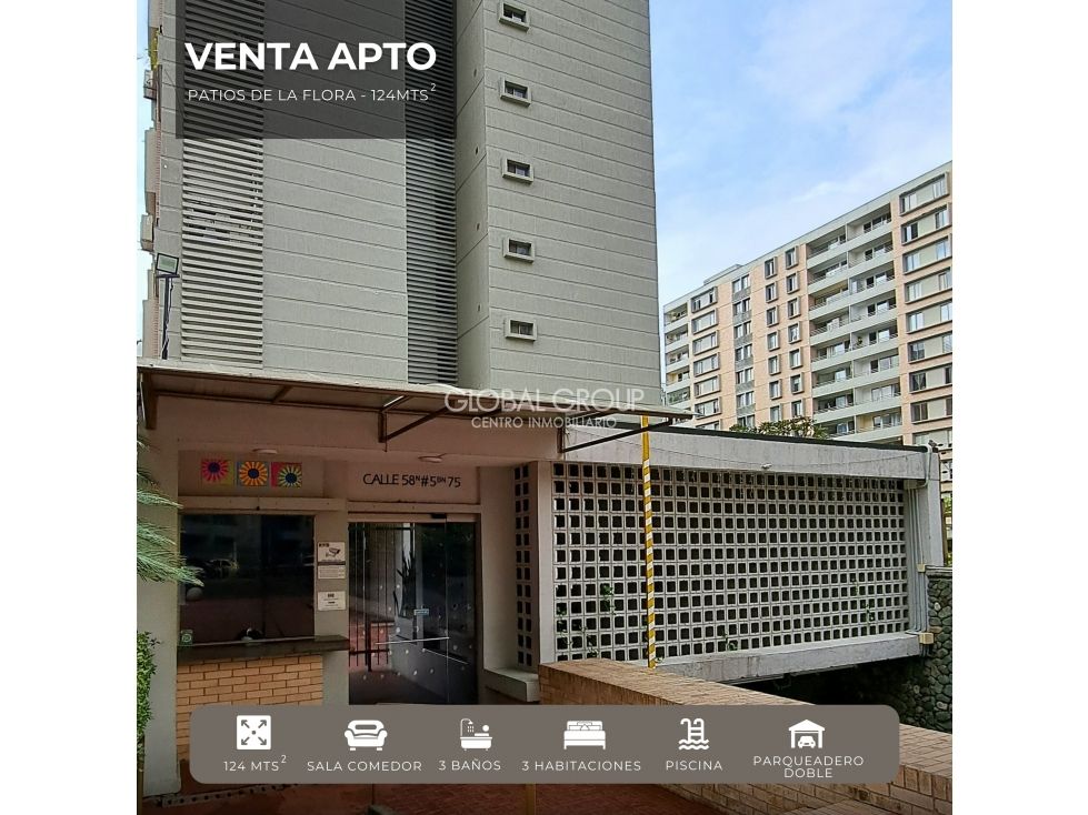 Apartamento en venta Valle Del Cauca Cali Cr Patios De La Flora 124 m2 Habitaciones 3 Baños 3 Garajes 1 Precio $620000000