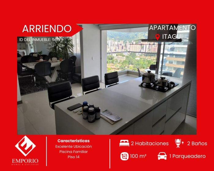 Apartamento en arriendo Antioquia Itagüí Santa Catalina 100 m2 Habitaciones 2 Baños 2 Garajes 1 Precio $5500000