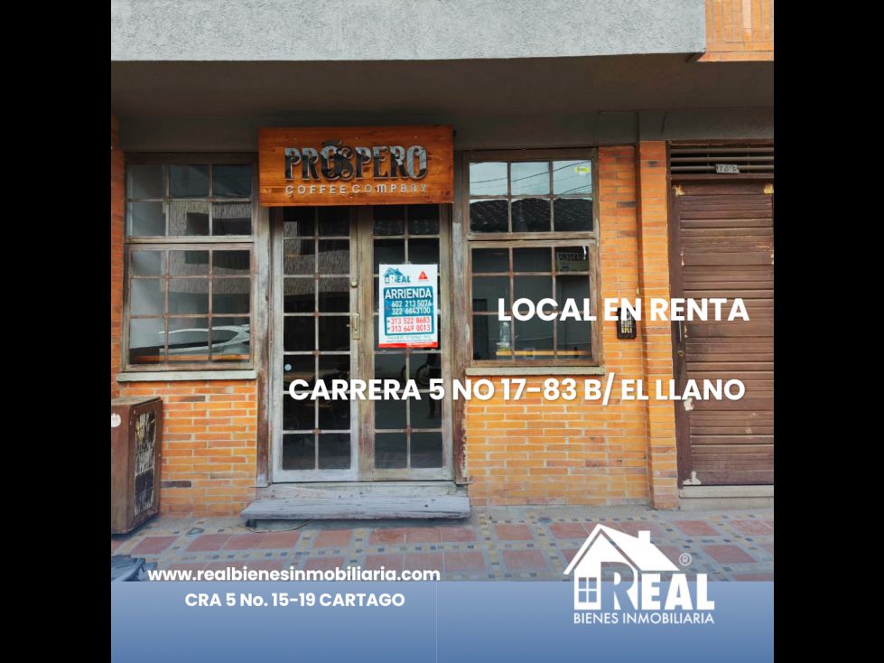 Local en arriendo Valle Del Cauca Cartago El Llano 65 m2 Habitaciones 0 Baños 2 Garajes 0 Precio $1600000