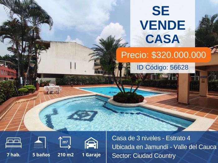 Casa en venta Valle Del Cauca Cali Horizontes 210 m2 Habitaciones 7 Baños 5 Garajes 1 Precio $320000000
