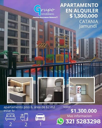 Apartamento en arriendo Valle Del Cauca Jamundí Cn Portales De Verde Horizonte 63 m2 Habitaciones 2 Baños 2 Garajes 1 Precio $1250000