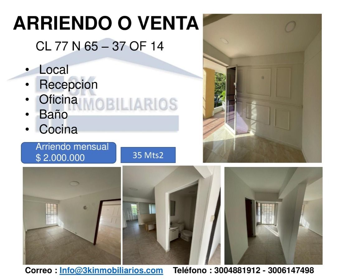 Local en arriendo o venta Atlántico Barranquilla La Concepcion 35 m2 Habitaciones 0 Baños 1 Garajes 0 Precio venta $180000000 Precio arriendo $2000000