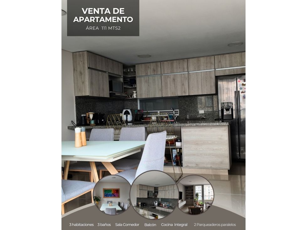 Apartamento en venta Valle Del Cauca Cali Area Libre - Parque Del Amor 111 m2 Habitaciones 3 Baños 3 Garajes 2 Precio $650000000