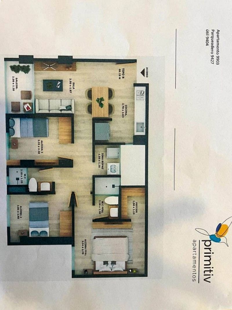 Apartamento en venta Antioquia La Ceja Fátima 66 m2 Habitaciones 2 Baños 2 Garajes 1 Precio $550000000