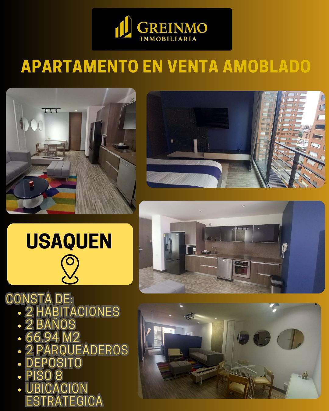 Apartamento en venta Cundinamarca Bogotá La Carolina 66 m2 Habitaciones 2 Baños 2 Garajes 2 Precio $650000000