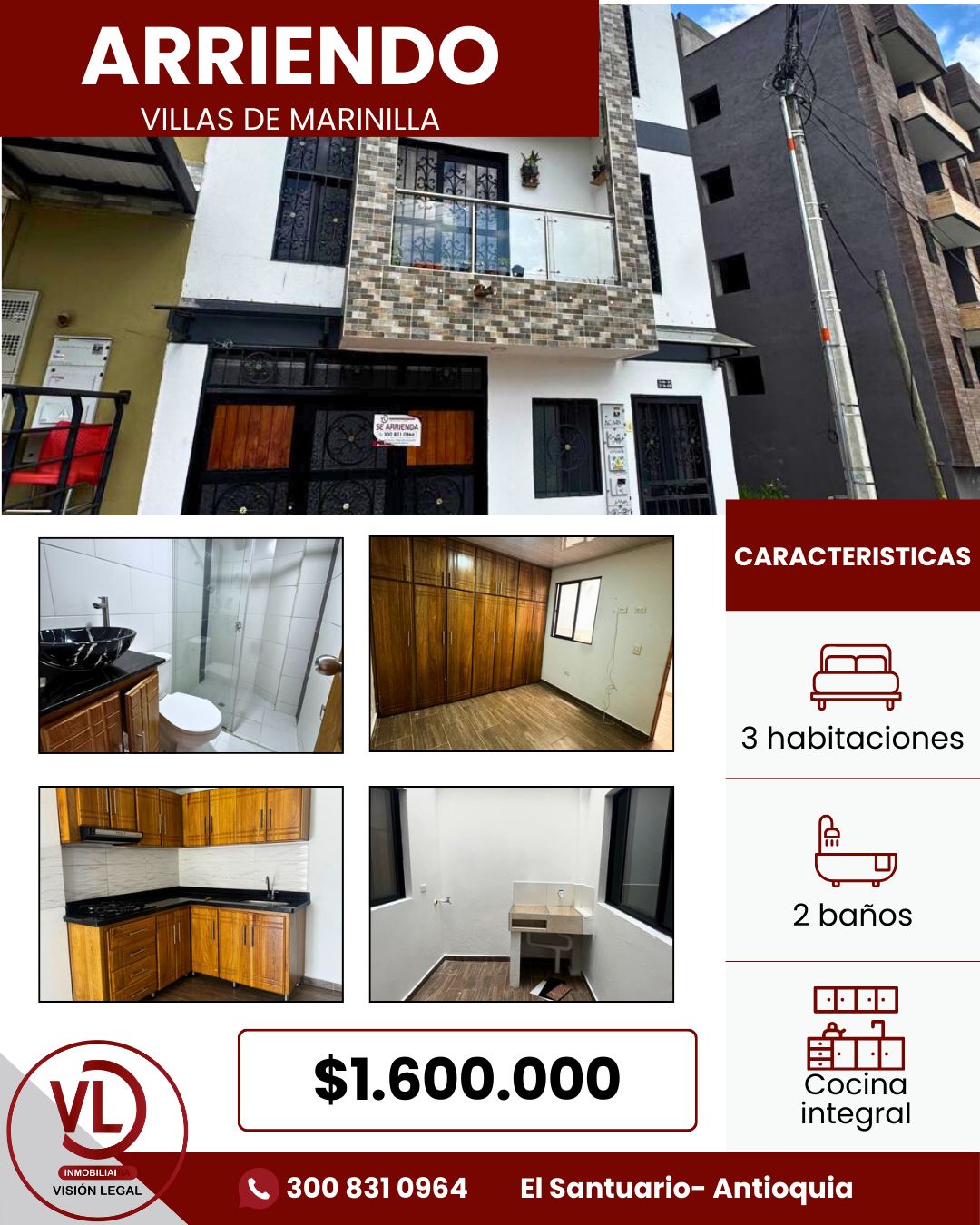 Casa en arriendo Antioquia Marinilla Belén 70 m2 Habitaciones 3 Baños 2 Garajes 1 Precio $1600000
