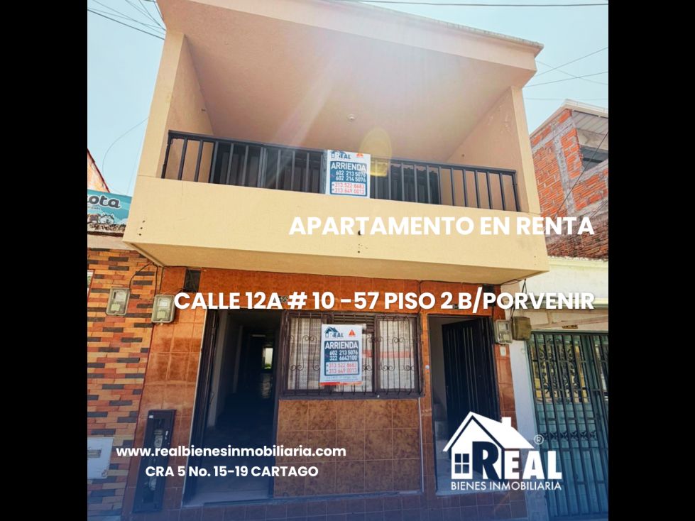 Apartamento en arriendo Valle Del Cauca Cartago El Porvenir 50 m2 Habitaciones 3 Baños 1 Garajes 0 Precio $800000