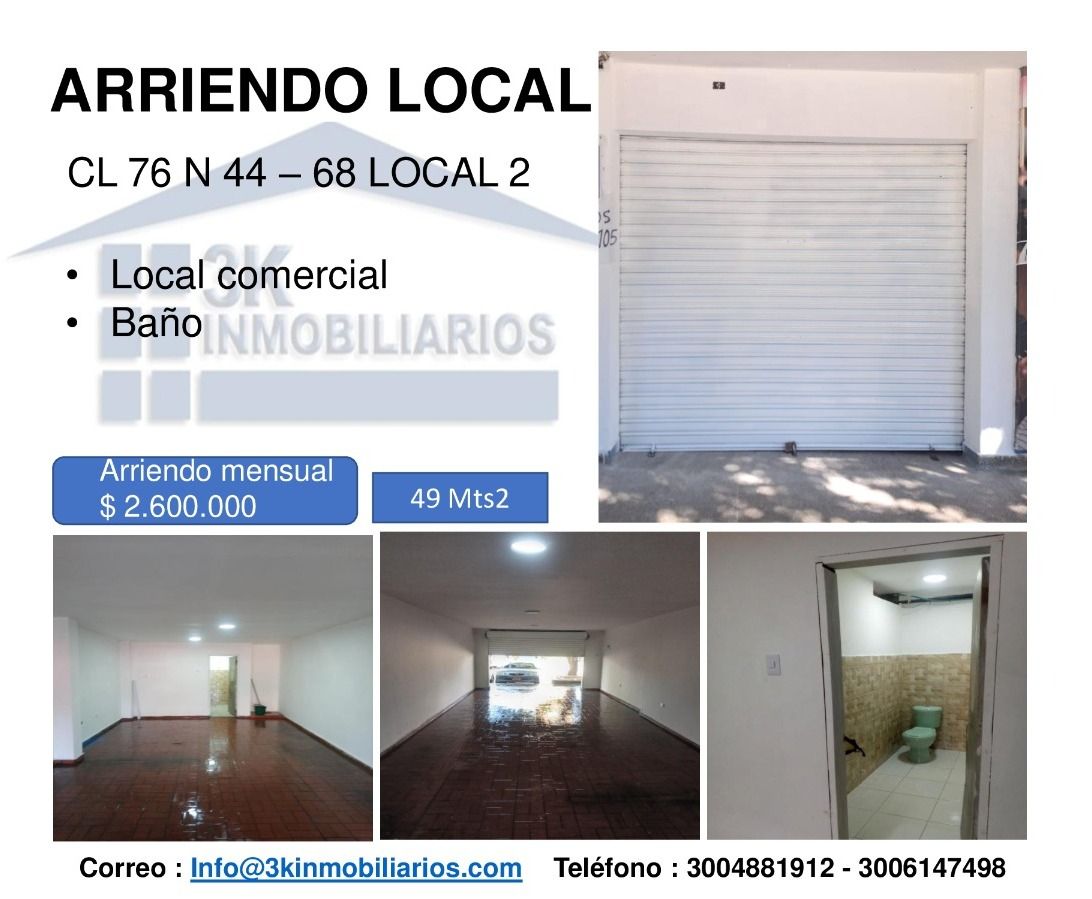 Local Comercial en arriendo Atlántico Barranquilla El Porvenir 49 m2 Habitaciones 0 Baños 1 Garajes 0 Precio $2600000