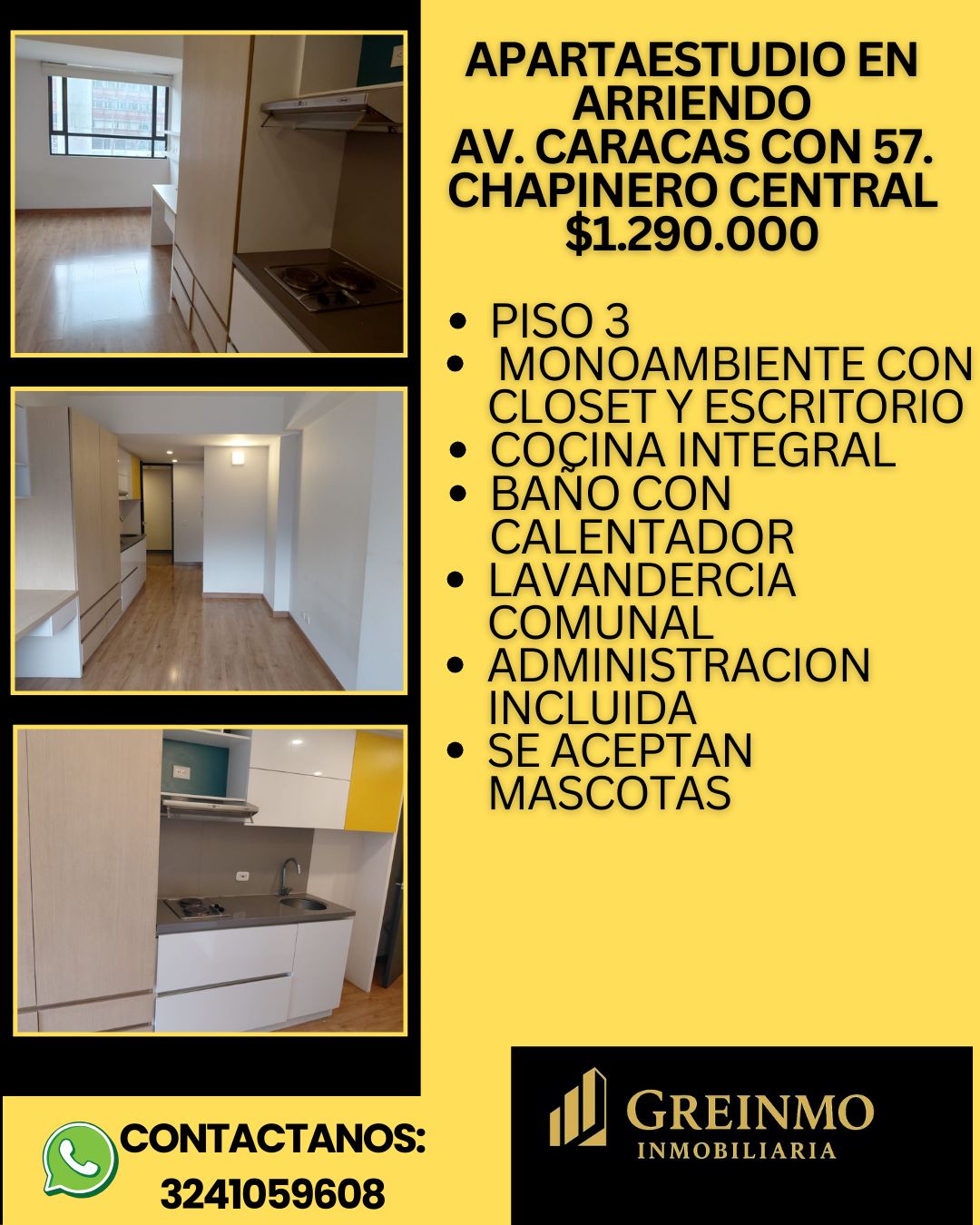 Apartaestudio en arriendo Cundinamarca Bogotá Chapinero Central 25 m2 Habitaciones 1 Baños 1 Garajes 0 Precio $1290000