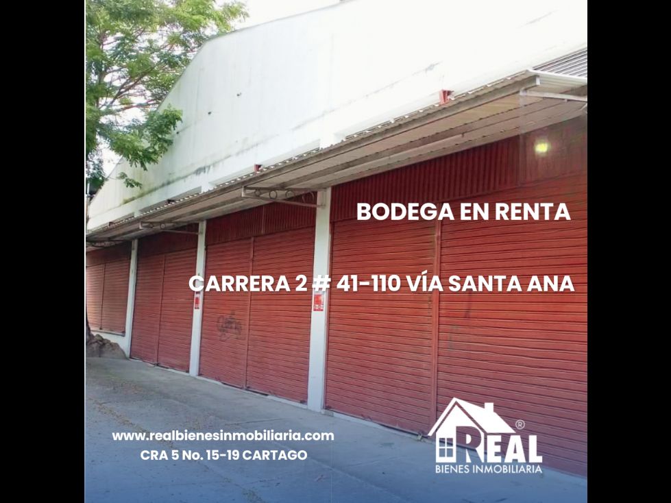 Bodega en arriendo Valle Del Cauca Cartago Santa Ana 450 m2 Habitaciones 0 Baños 1 Garajes 0 Precio $4000000