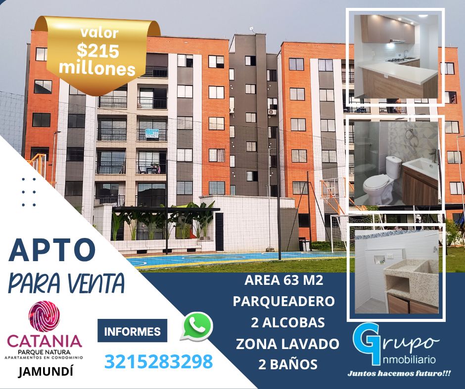 Apartamento en venta Valle Del Cauca Jamundí Cn Portales De Verde Horizonte 63 m2 Habitaciones 2 Baños 2 Garajes 1 Precio $215000000