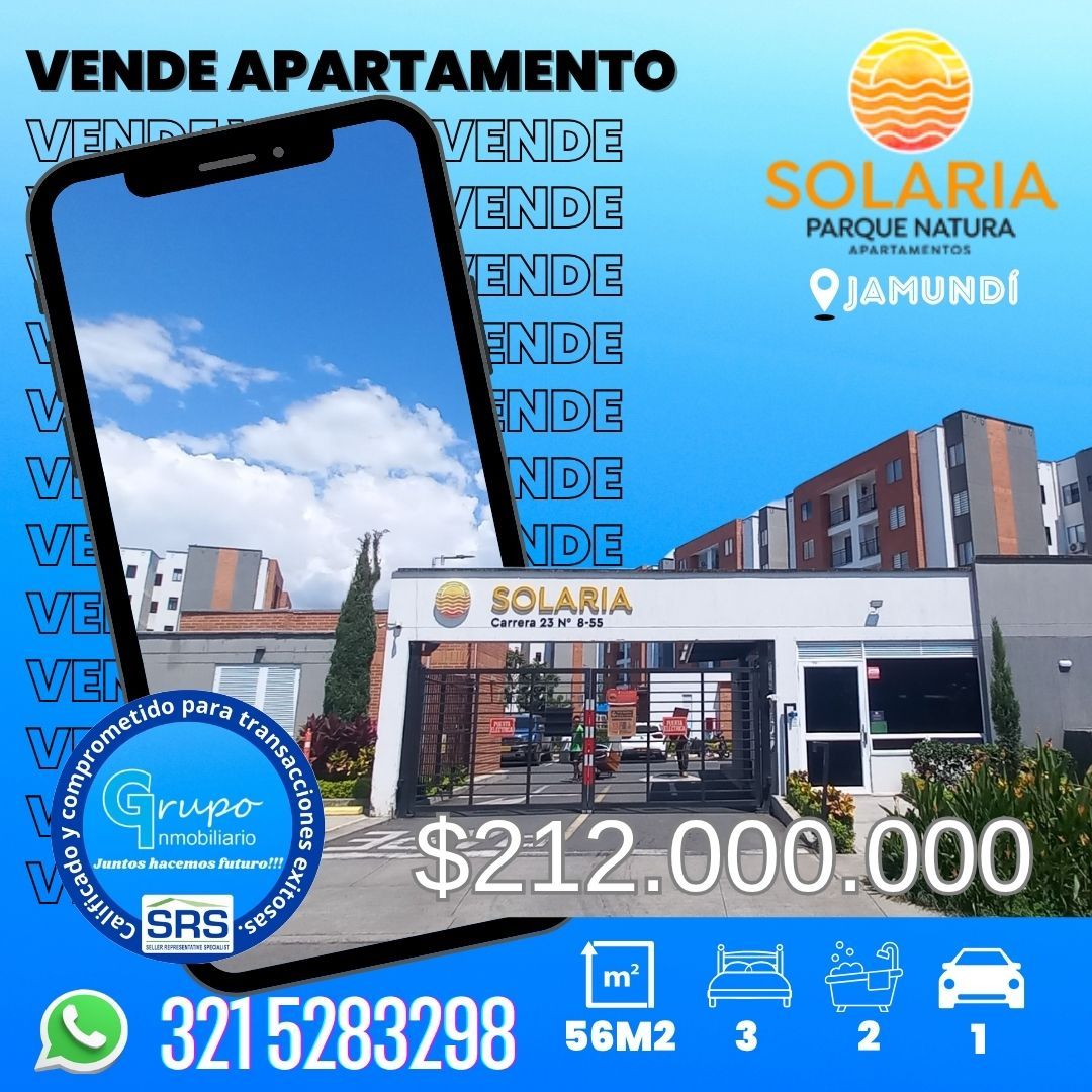 Apartamento en venta Valle Del Cauca Jamundí Alferez Real 56 m2 Habitaciones 3 Baños 2 Garajes 1 Precio $195000000