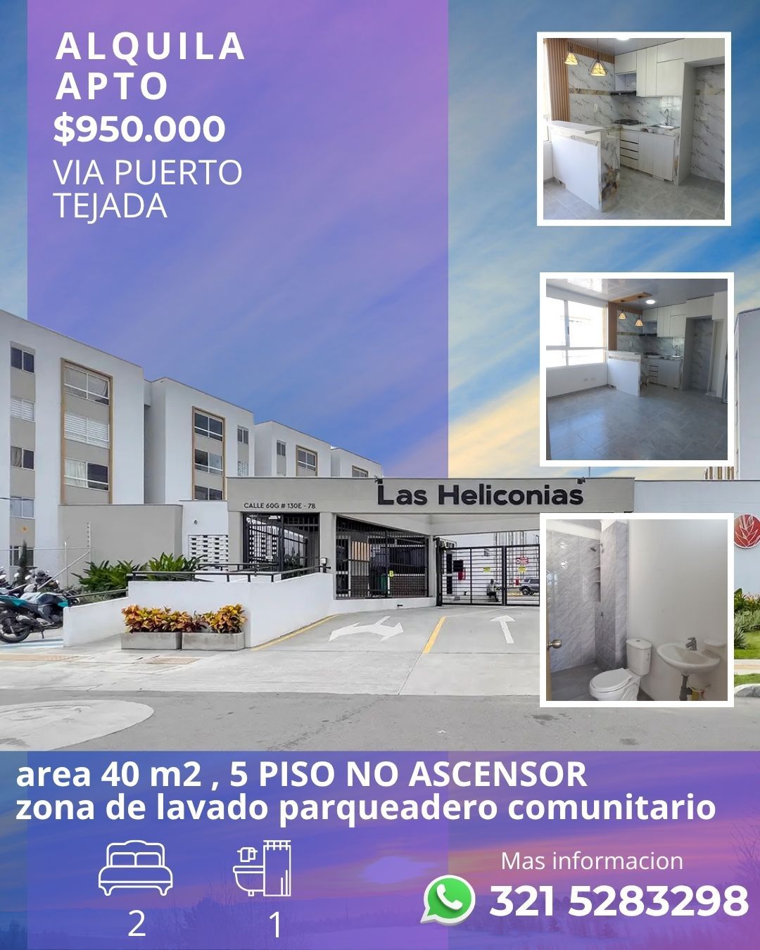 Apartamento en arriendo Valle Del Cauca Cali Colseguros Andes 40 m2 Habitaciones 2 Baños 1 Garajes 0 Precio $950000