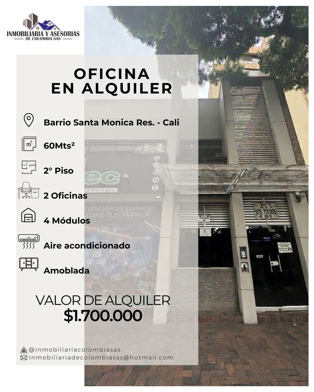 Oficina en arriendo Valle Del Cauca Cali Santa Mónica 0 m2 Habitaciones 0 Baños 1 Garajes 0 Precio $1700000