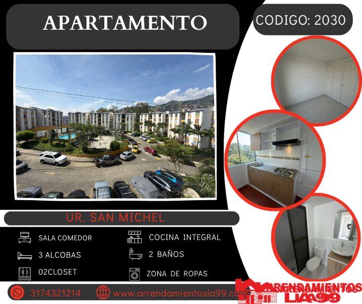 Apartamento en arriendo Antioquia Medellín Antonio Nariño 65 m2 Habitaciones 3 Baños 2 Garajes 1 Precio $2200000