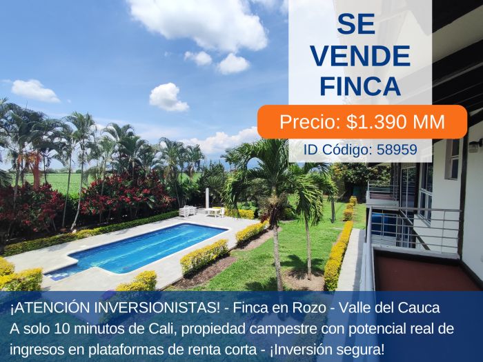 Finca en venta Valle Del Cauca Palmira Palmira 550 m2 Habitaciones 0 Baños 0 Garajes 0 Precio $1390000000