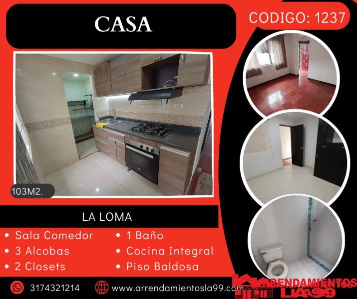 Casa en arriendo Antioquia Medellín San Cristobal 106 m2 Habitaciones 3 Baños 1 Garajes 0 Precio $1200000
