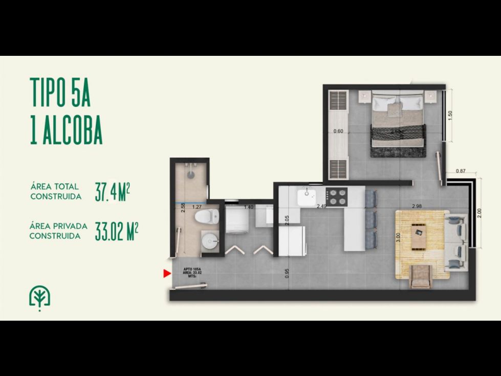 Apartaestudio en venta Caldas Manizales Br Sierra Bonita 37 m2 Habitaciones 1 Baños 1 Garajes 1 Precio $335000000