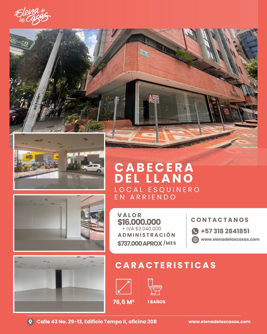 Local Comercial en arriendo Santander Bucaramanga Cabecera Del Llano 76 m2 Habitaciones 0 Baños 1 Garajes 0 Precio $16737000