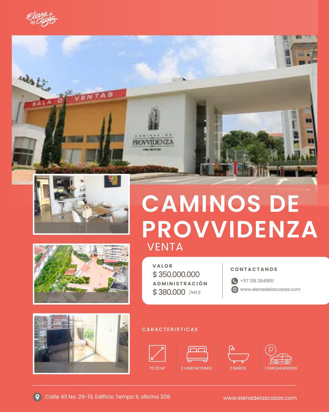 Apartamento en venta Santander Floridablanca Santa Ana 75 m2 Habitaciones 2 Baños 2 Garajes 1 Precio $350000000