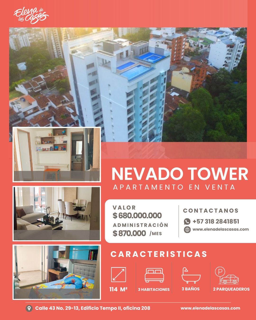 Apartamento en venta Santander Bucaramanga Pan De Azucar 114 m2 Habitaciones 3 Baños 3 Garajes 2 Precio $680000000