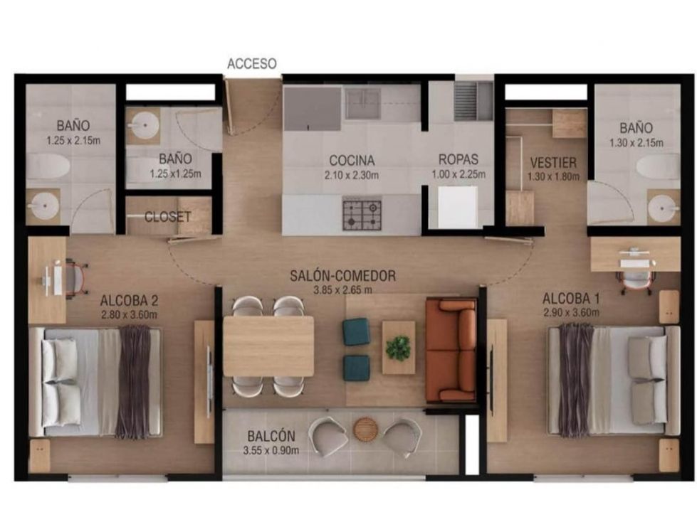 Apartamento en venta Antioquia Medellín Altamira 62 m2 Habitaciones 2 Baños 3 Garajes 1 Precio $510000000