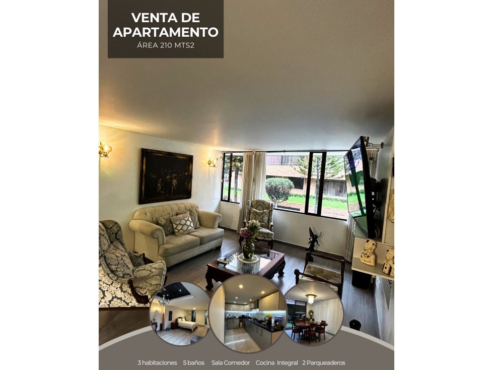 Apartamento en venta Cundinamarca Bogotá Pelodo Del Contry 210 m2 Habitaciones 3 Baños 5 Garajes 2 Precio $1500000000