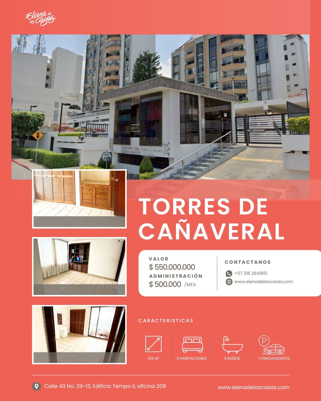 Apartamento en venta Santander Floridablanca Conjunto Torres De Cañaveral 134 m2 Habitaciones 4 Baños 3 Garajes 1 Precio $550000000