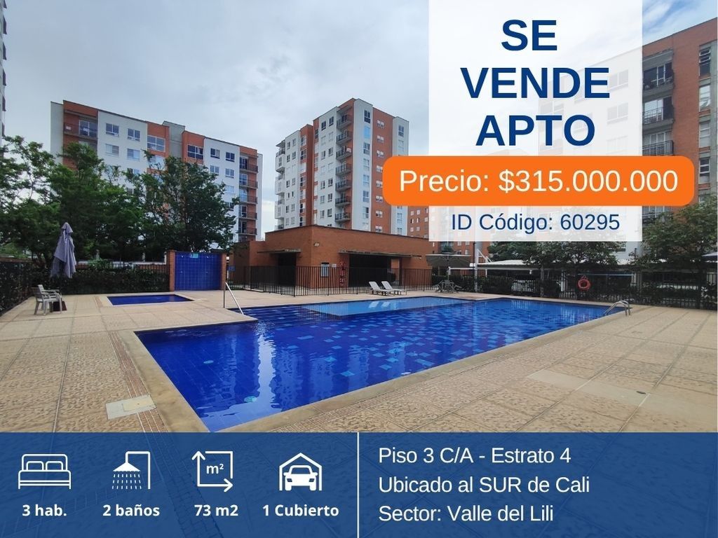 Apartamento en venta Valle Del Cauca Cali Conjunto Residencial Reserva Carmesi 73 m2 Habitaciones 3 Baños 2 Garajes 1 Precio $315000000