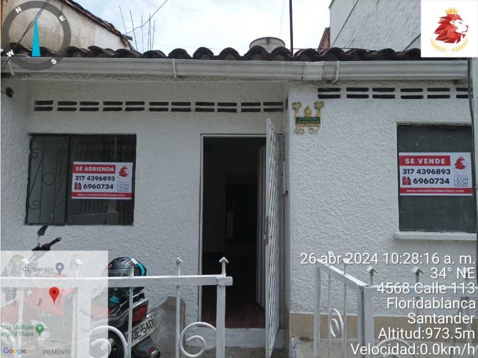 Casa en arriendo Santander Floridablanca Zapamanga Iv 102 m2 Habitaciones 5 Baños 2 Garajes 0 Precio $1100000