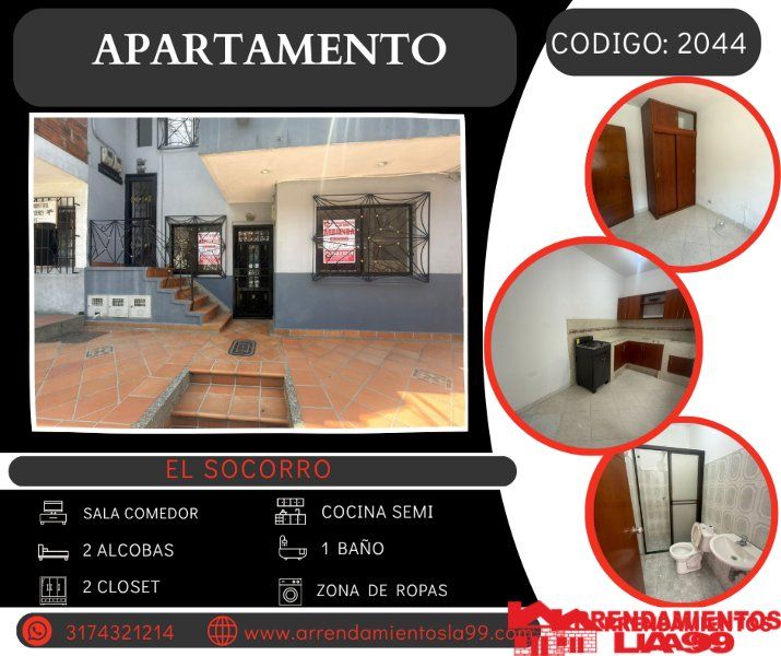 Apartamento en arriendo Antioquia Medellín El Socorro 46 m2 Habitaciones 2 Baños 1 Garajes 0 Precio $1500000