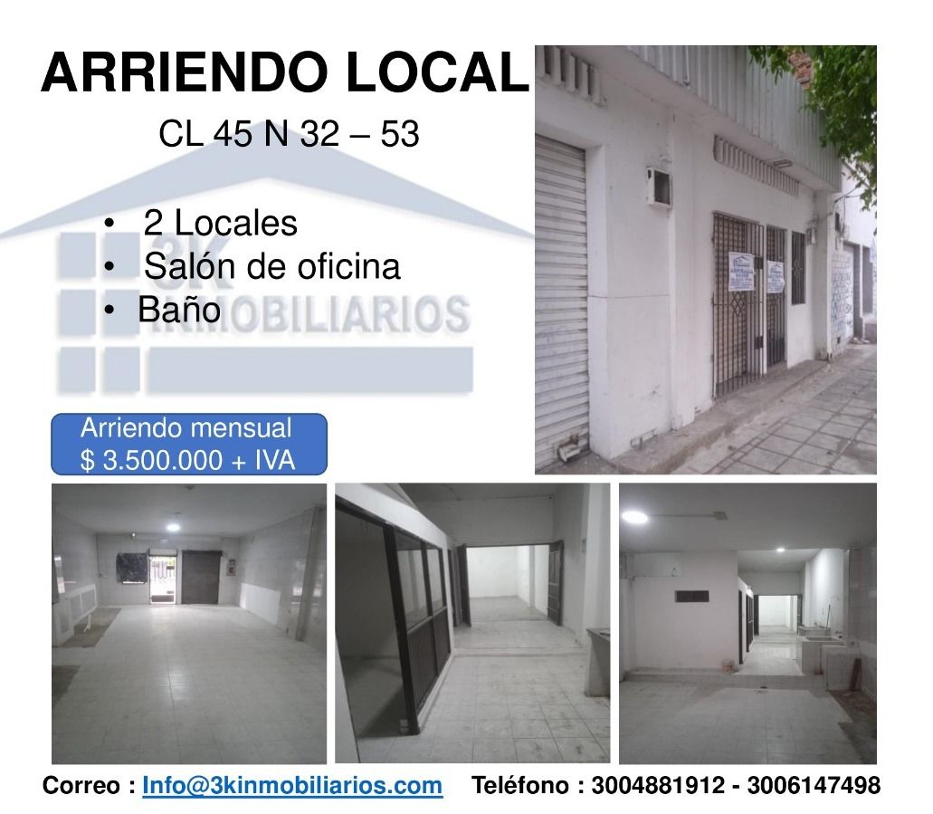 Local en arriendo Atlántico Barranquilla Chiquinquira 2 m2 Habitaciones 0 Baños 1 Garajes 0 Precio $4165000