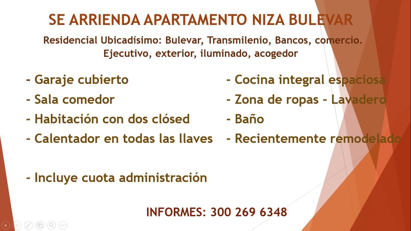 Apartamento en arriendo Cundinamarca Bogotá Niza Norte 60 m2 Habitaciones 1 Baños 1 Garajes 1 Precio $1750000