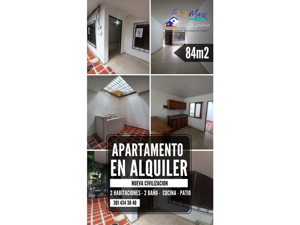 Apartamento en arriendo Antioquia Apartadó Nueva Civilizacion 84 m2 Habitaciones 2 Baños 1 Garajes 0 Precio $750000