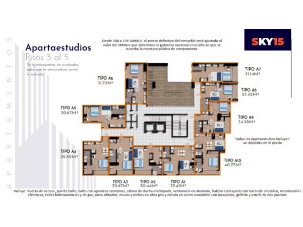 Apartaestudio en venta Quindío Armenia Sector Centro 34 m2 Habitaciones 1 Baños 1 Garajes 0 Precio $265000000