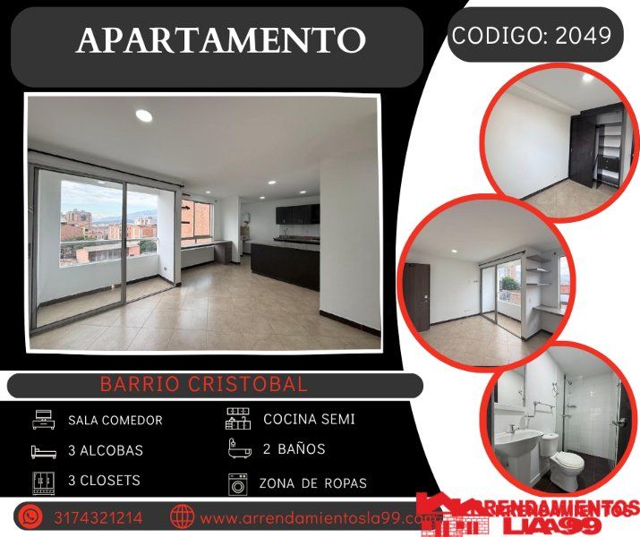 Apartamento en arriendo Antioquia Medellín Antonio Nariño 65 m2 Habitaciones 3 Baños 2 Garajes 0 Precio $2300000