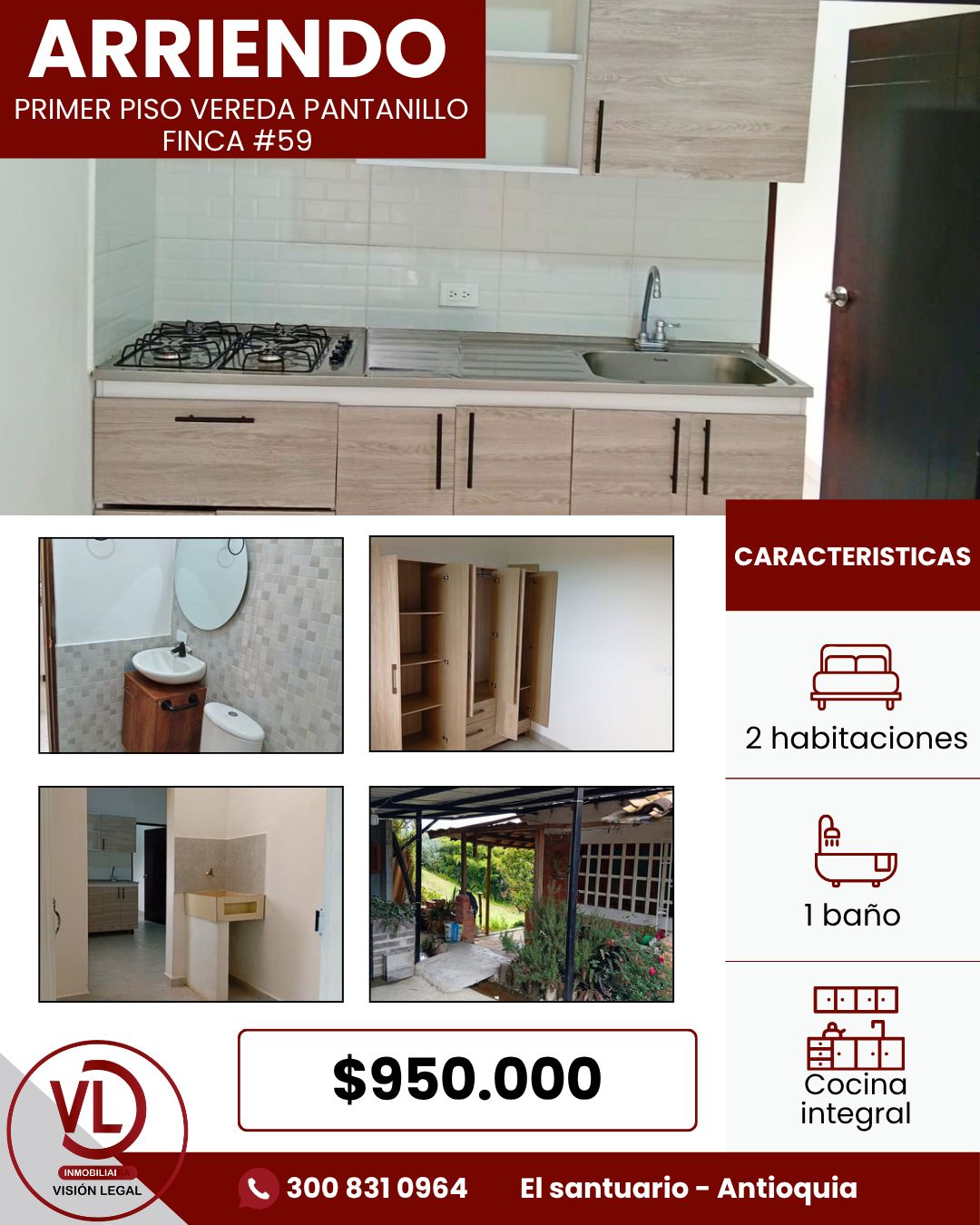 Apartamento en arriendo Antioquia El Santuario Puente Nuevo 45 m2 Habitaciones 2 Baños 1 Garajes 1 Precio $950000