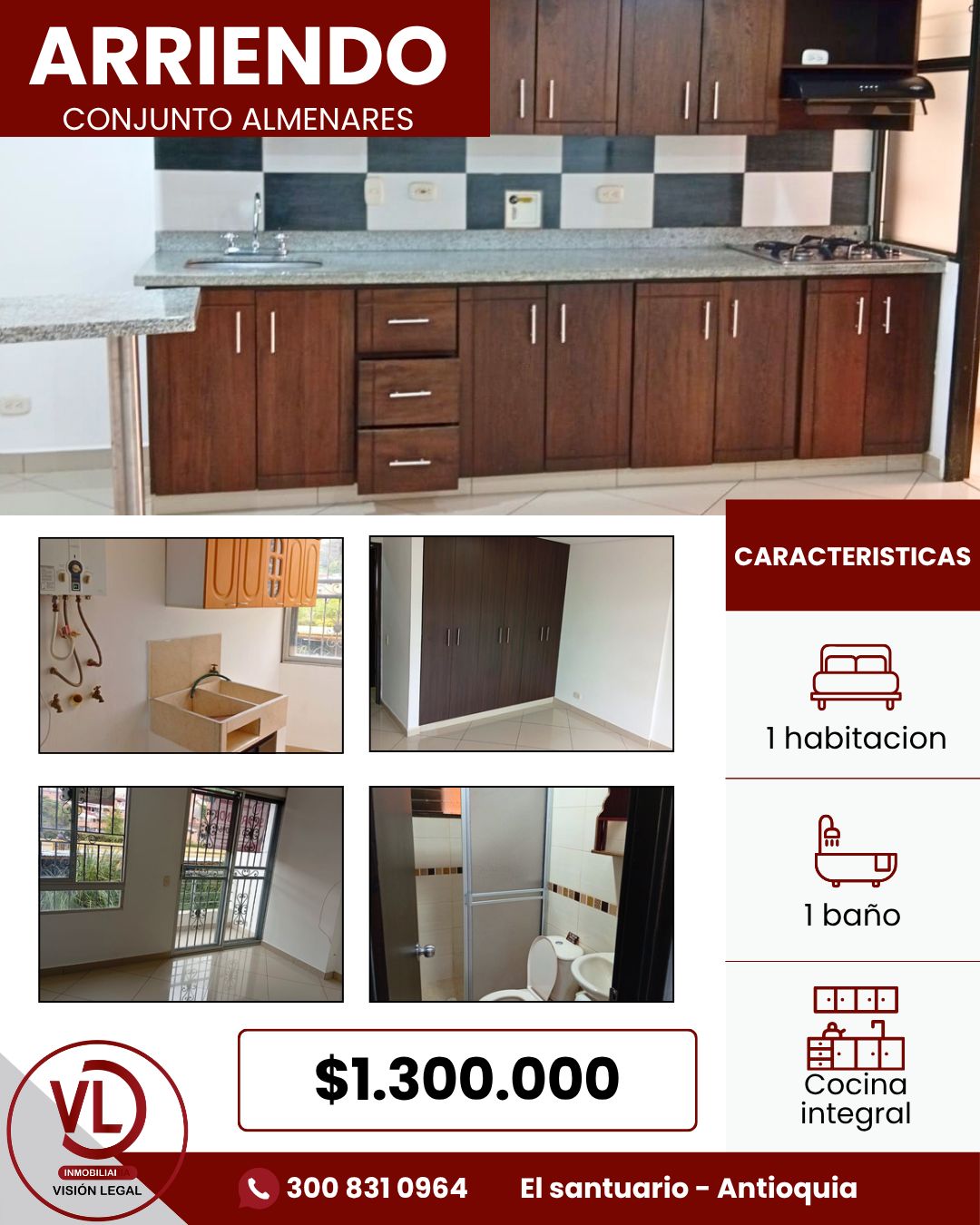 Apartaestudio en arriendo Antioquia El Santuario Centro 52 m2 Habitaciones 1 Baños 1 Garajes 0 Precio $1300000