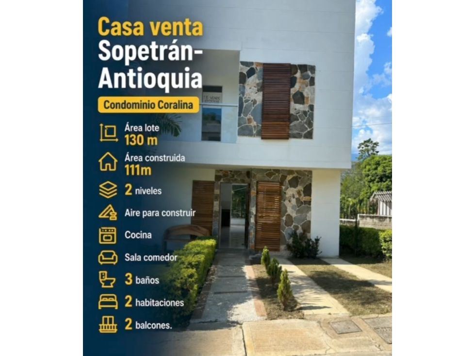 Casa en venta Antioquia Sopetrán Sopetran 111 m2 Habitaciones 2 Baños 3 Garajes 1 Precio $420000000