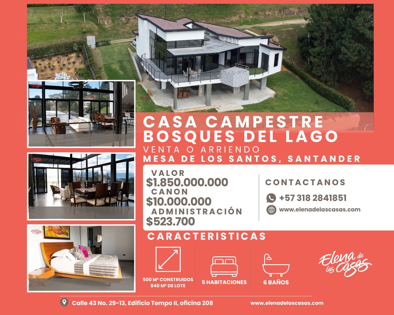 Casa Campestre en arriendo o venta Santander Los Santos Los Santos 500 m2 Habitaciones 5 Baños 6 Garajes 4 Precio venta $1850000000 Precio arriendo $10523700