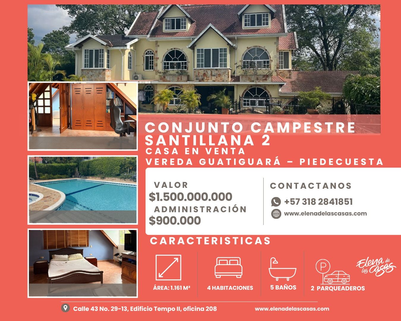 Casa Campestre en venta Santander Piedecuesta Cn Campestre Santillana 400 m2 Habitaciones 4 Baños 5 Garajes 2 Precio $1500000000