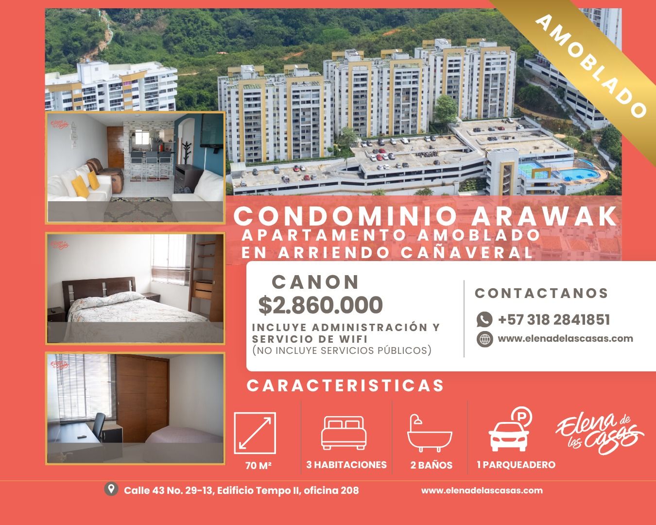 Apartamento en arriendo Santander Floridablanca Cr El Bosque Sector F 70 m2 Habitaciones 3 Baños 2 Garajes 1 Precio $2860000
