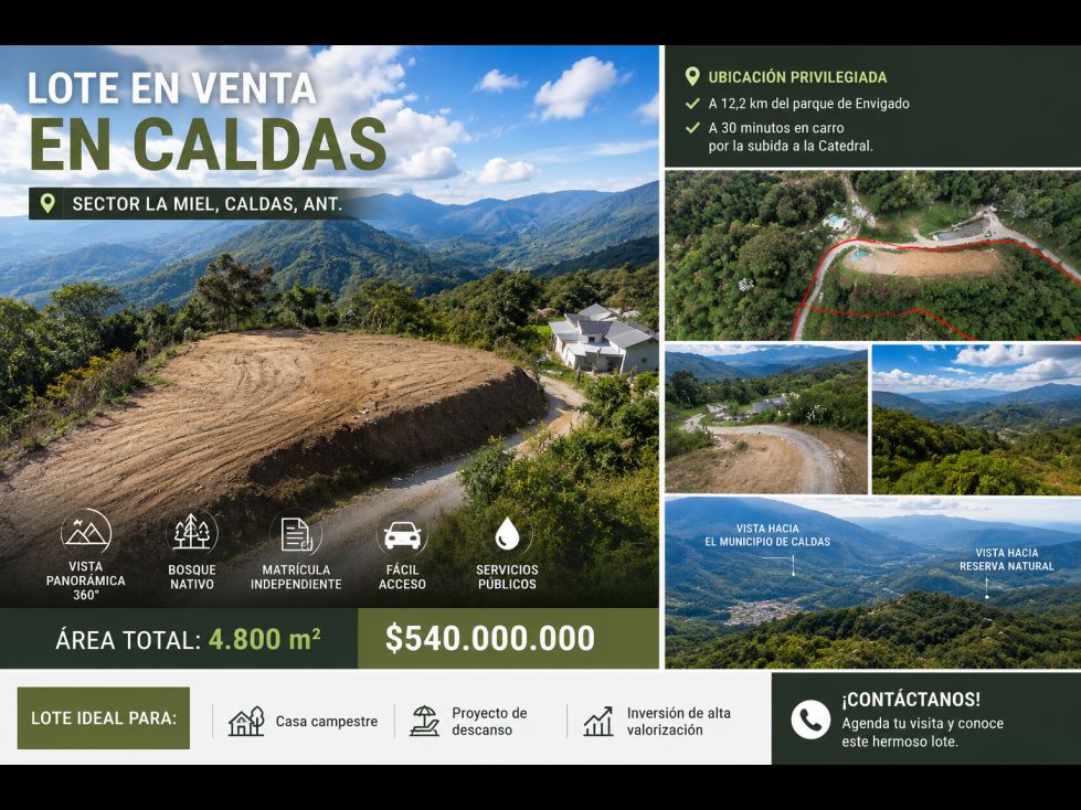 Lote en venta Antioquia Caldas Caldas 4800 m2 Habitaciones 0 Baños 0 Garajes 0 Precio $540000000