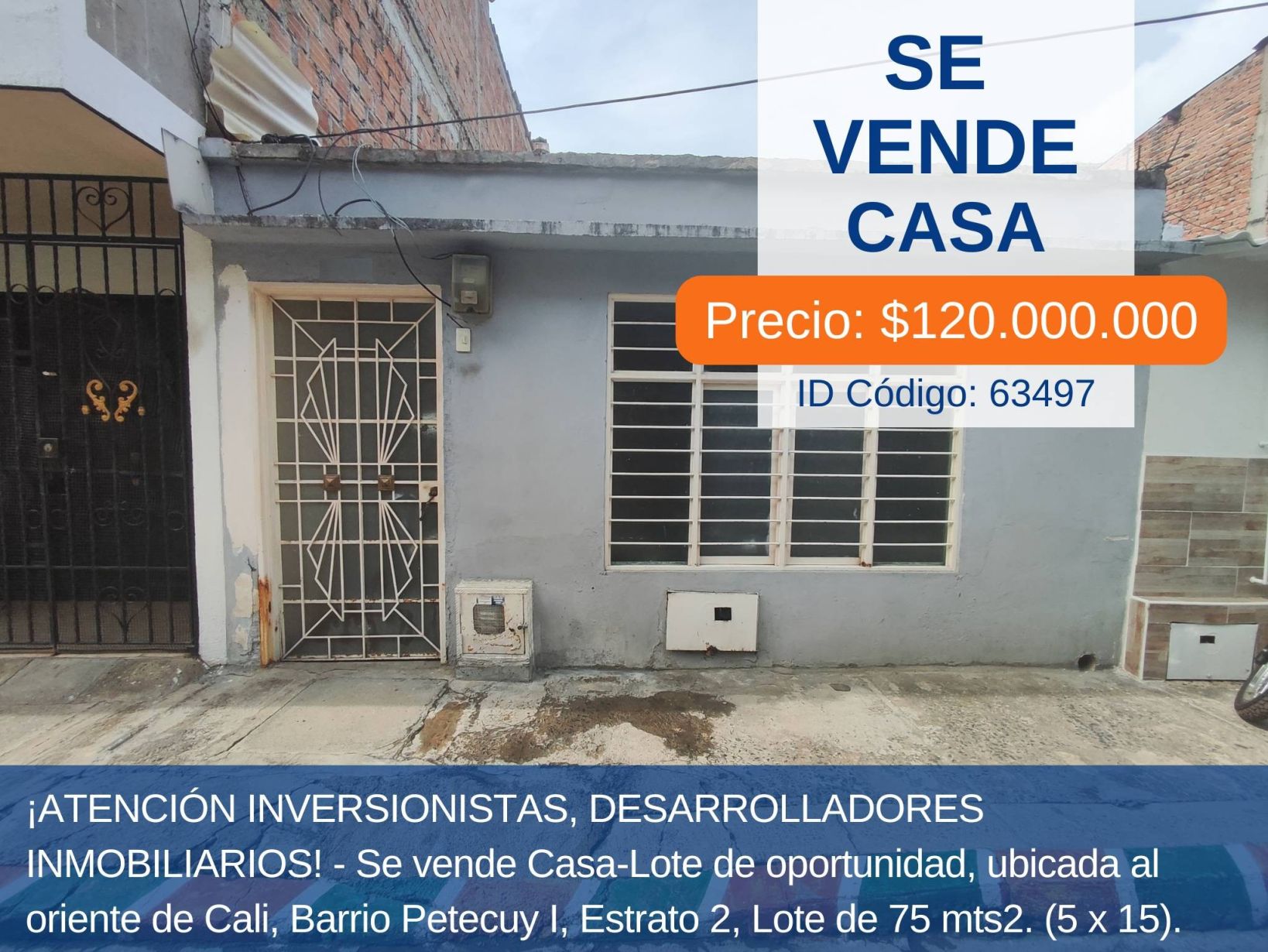 Casa en venta Valle Del Cauca Cali Petecuy I Etapa 55 m2 Habitaciones 3 Baños 1 Garajes 0 Precio $120000000