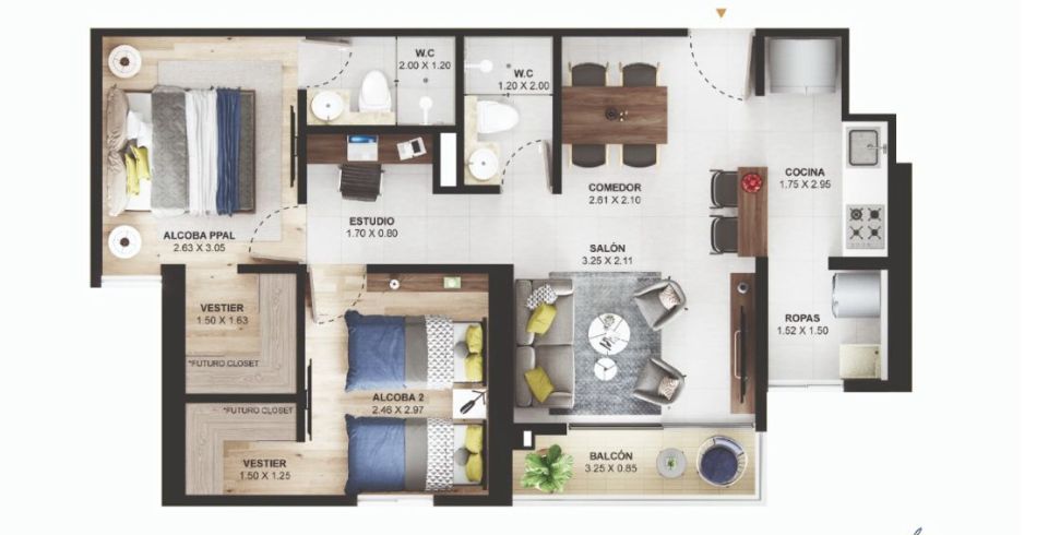 Apartamento en venta Antioquia Itagüí Ditaires 62 m2 Habitaciones 2 Baños 1 Garajes 1 Precio $390000000