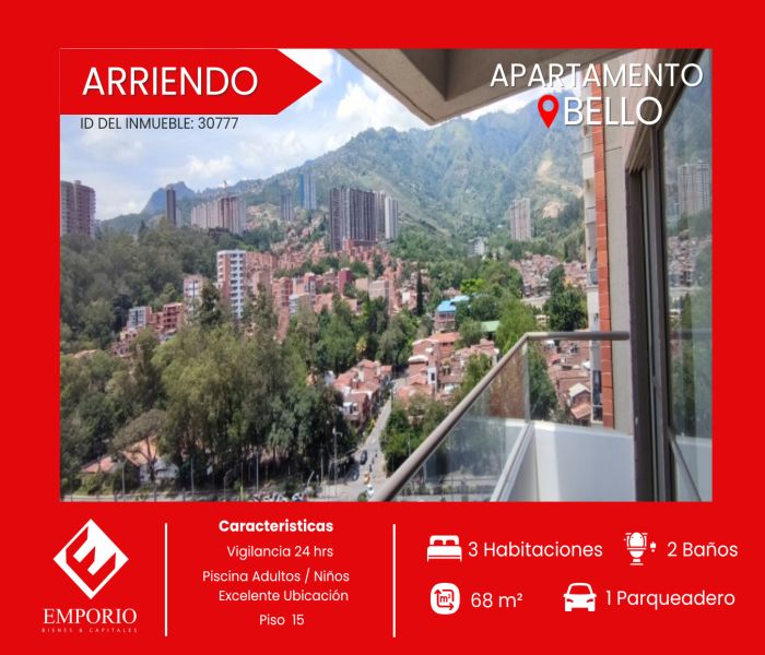Apartamento en arriendo Antioquia Bello Zona Industrial No 1 68 m2 Habitaciones 3 Baños 2 Garajes 0 Precio $2400000