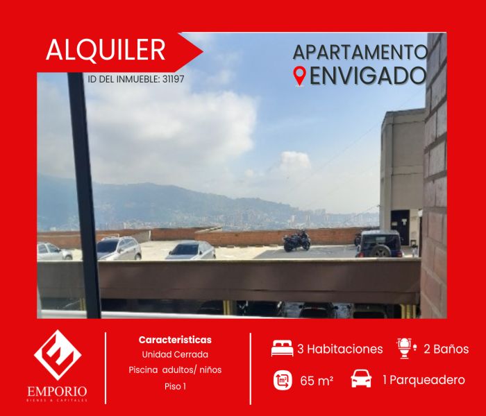 Apartamento en arriendo Antioquia Envigado Loma Del Barro 65 m2 Habitaciones 3 Baños 2 Garajes 1 Precio $2400000